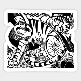 Tiger & Cub Woodcut Design 1912, Franz Marc Sticker